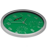 Большие настенные часы зеленого цвета с барометром и гигрометром для нанесения логотипа