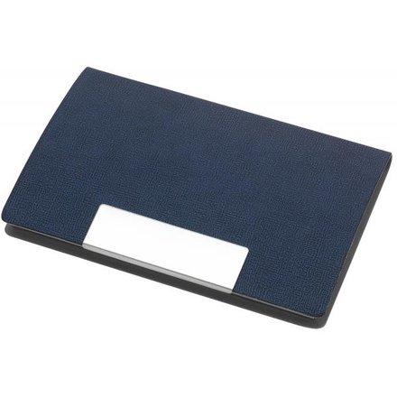 Карманная визитница Атлас синего цвета с металлической вставкой для нанесения логотипа - фото 1 - id-p64354176