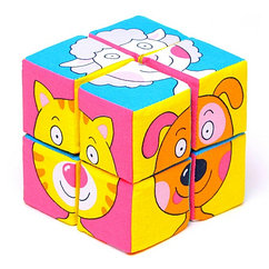 Игрушка кубики-мякиши"Собери картинку" (Зверята), 8 кубиков размером 5х5см