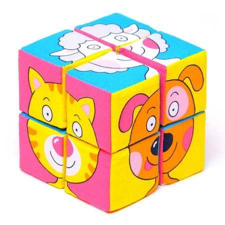 Игрушка кубики-мякиши"Собери картинку" (Зверята), 8 кубиков размером 5х5см - фото 1 - id-p64361279