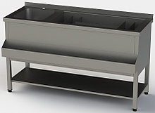 Барная станция (1500х600х860) нерж. сталь
