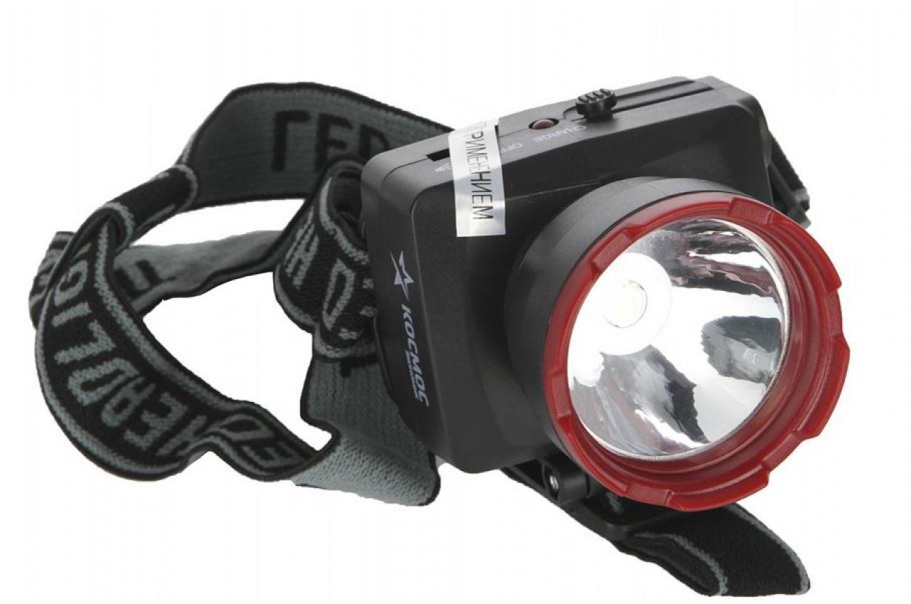 Фонарь налобный светодиодный аккумуляторный КОСМОС H1W, 2режима, 1WLED , 500mah