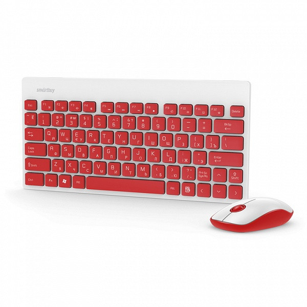 Беспроводной набор клавиатура + оптическая мышь Smartbuy 220349AG бело-красный - фото 2 - id-p64377818