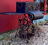 Кованый мангал с поддувом на станине от швейной машинки. , фото 2