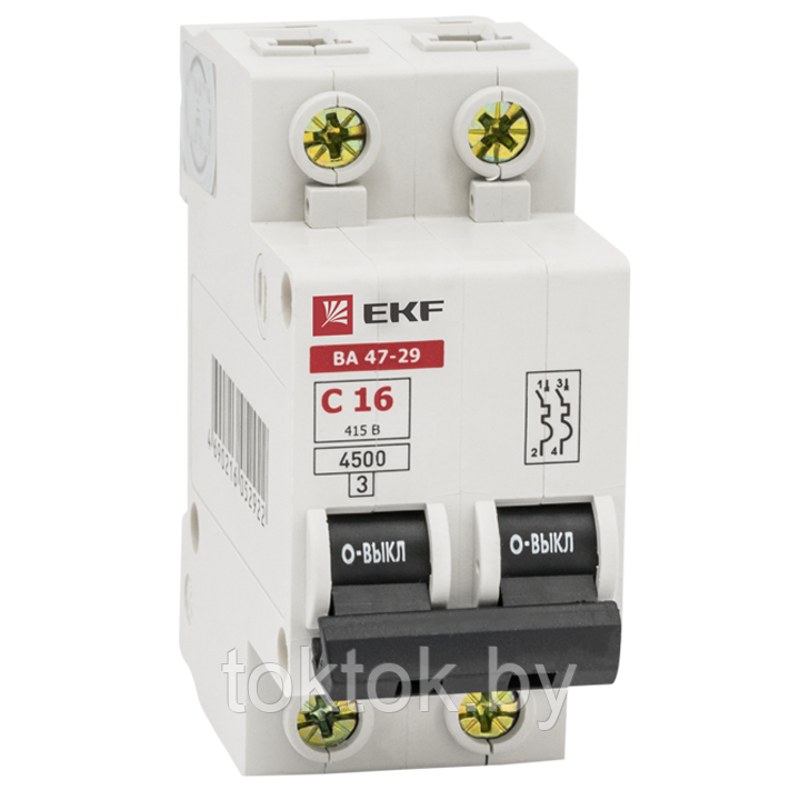 Автоматический выключатель 2P 6А (C) 4,5кА ВА 47-29 EKF Basic - фото 1 - id-p64412307