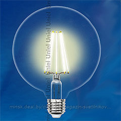 LED-G125-10W/WW/E27/CL PLS02WH Лампа светодиодная : Форма "шар", прозрачная колба. Цвет свечения теплый белый.