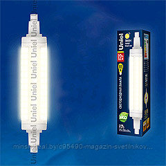 LED-J118-12W/WW/R7s/CL PLZ06WH Лампа светодиодная : Прозрачная. Теплый белый свет. Картон. ТМ Uniel.