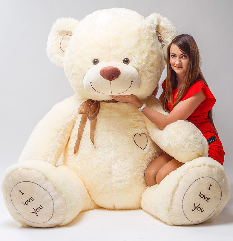 Мягкая игрушка ILY 230 см кремовый большой медведь, плюшевый мишка - фото 1 - id-p64519373
