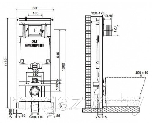 Инсталляция для унитаза Oli 80 механическая 600151 - фото 2 - id-p64591188