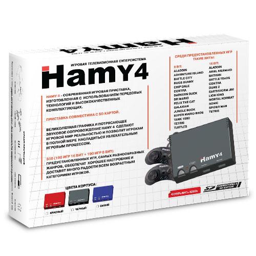 Игровая приставка Sega+Dendy "Hamy 4" Classic Black (350 встроенных игр, 8-16 bit, 2 дж.) - фото 2 - id-p63279233
