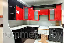 Кухня угловая Виола МДФ Черный глянец / красный глянец, фото 2