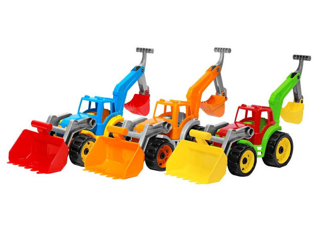 Большой детский трактор, с 2-мя подвижными ковшами - просто незаменимая игрушка для того, чтобы начать стройку в песочнице!