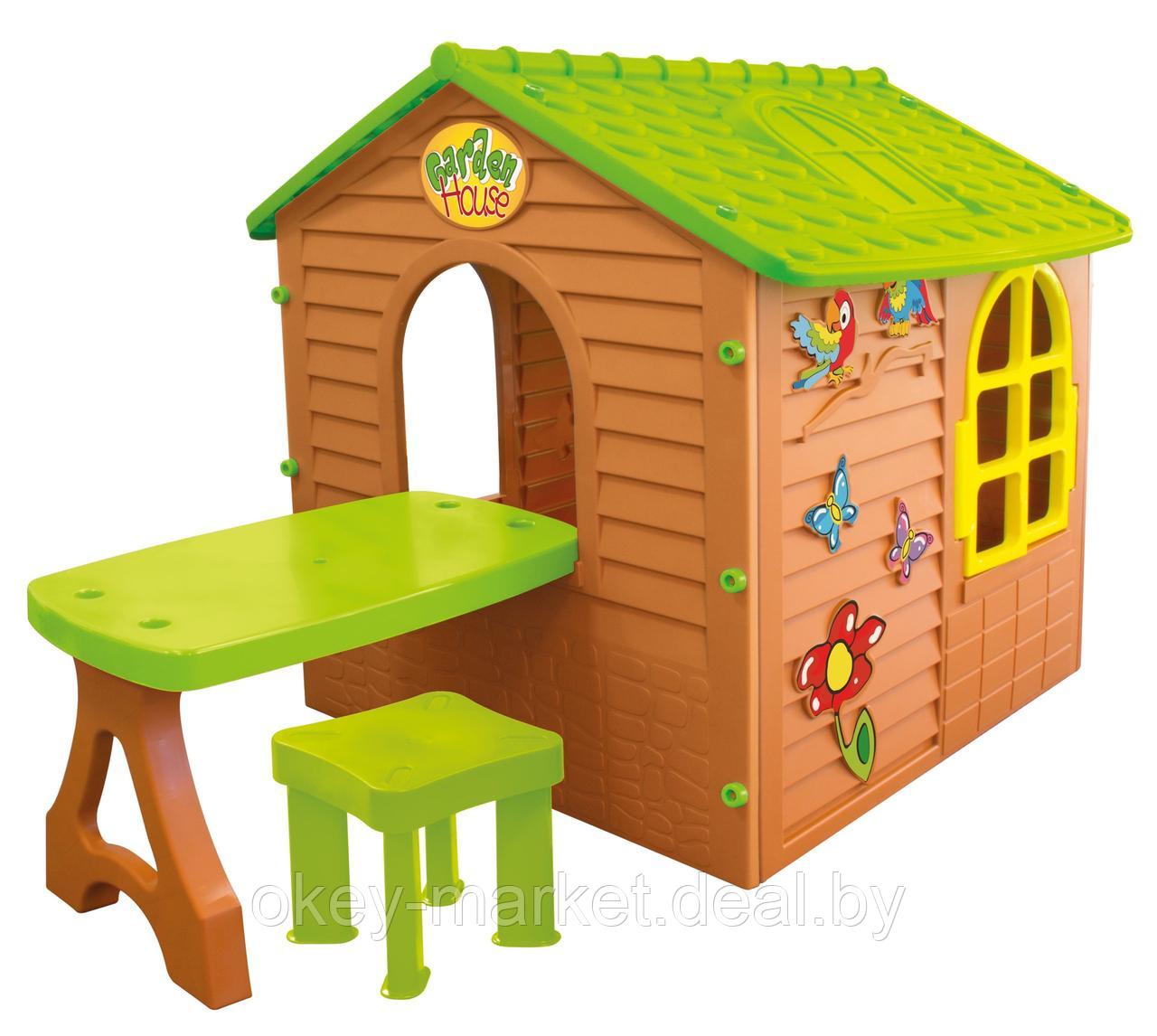 Детский игровой домик Mochtoys 11046 со столиком и стульчиком - фото 1 - id-p64650773