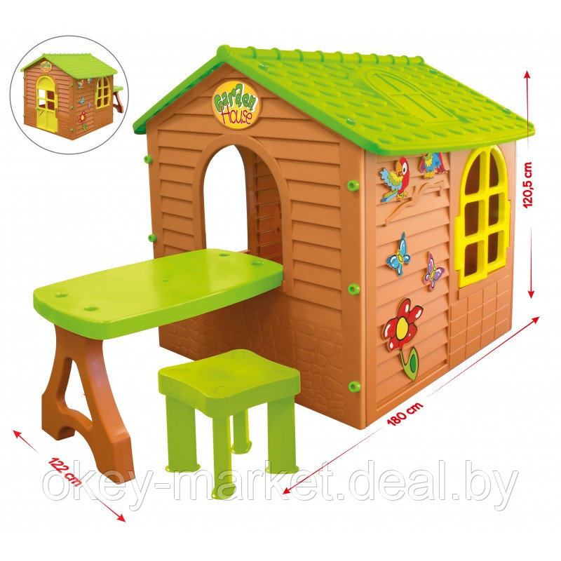 Детский игровой домик Mochtoys 11046 со столиком и стульчиком - фото 4 - id-p64650773