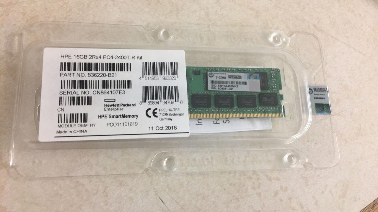 836220-B21 846740-001 Оперативная память HP 16GB 2400MHZ PC4-19200 CAS-17 ECC REG 2RX4 DDR4