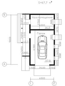 Проект гаража с подсобным помещением