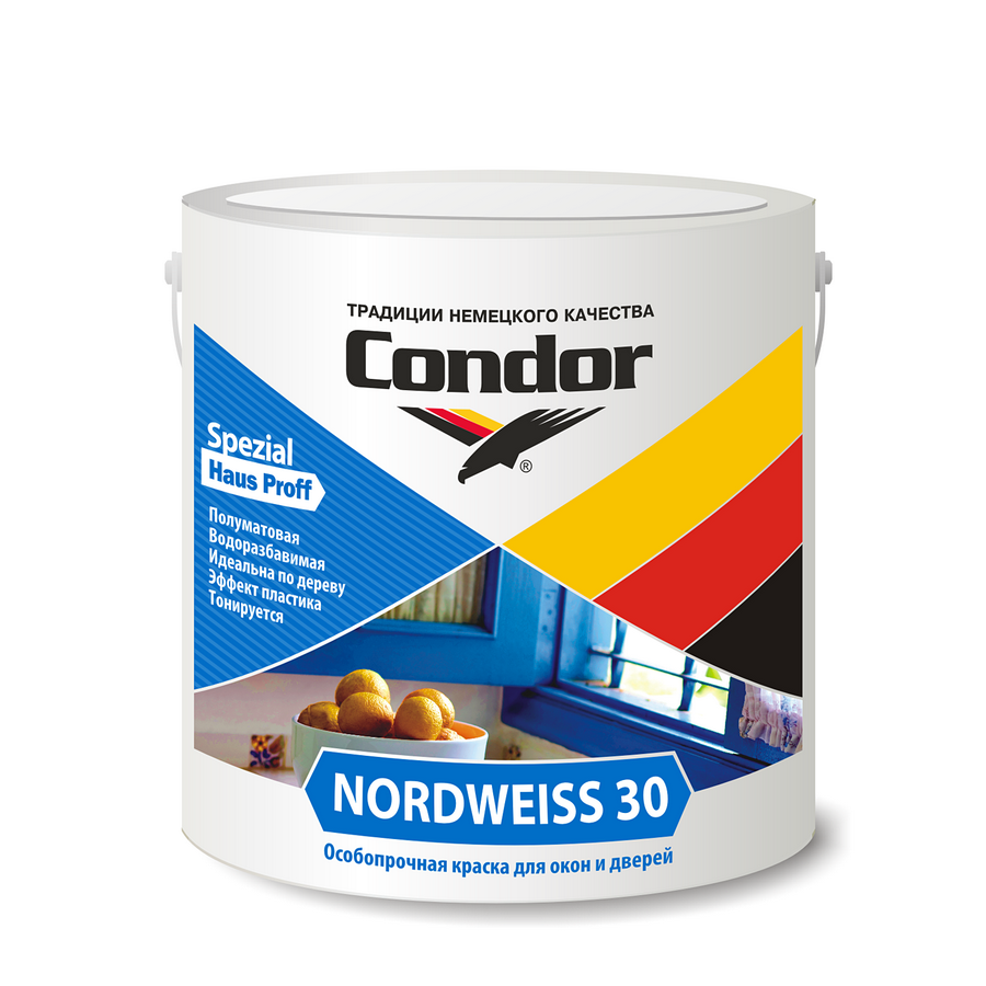 Краска - эмаль для дверей Condor Nordweiss 30    2,3 кг