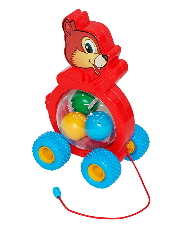 Внутри игрушки находятся яркие, разноцветные шары, которые перемещаются. А за специально приделанную верёвочку, игрушка будет следовать за малышом куда угодно…