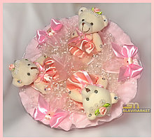 Букет из мягких игрушек (мишек), Р0300, розовый