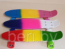 Скейтборд, пенниборд, пенниборд для начинающих трехцветный Penny Board  56,5 см, арт 350-3