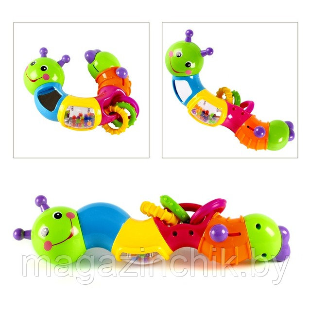 Развивающая детская игрушка погремушка " Весёлая гусеница" Joy Toy 9182 купить в минске - фото 2 - id-p2746077