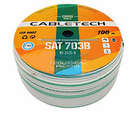 Кабель SAT 703 B, Cu/Al/Cu, (64%), 75 Ом, 100м., белый CABLETECH