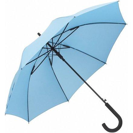 Голубой зонт-трость Wind с изогнутой ручкой.  Для нанесения логотипа