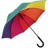 Разноцветный зонт-трость Wind с изогнутой ручкой.  Для нанесения логотипа