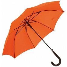 Оранжевый зонт-трость Wind с изогнутой ручкой.  Для нанесения логотипа
