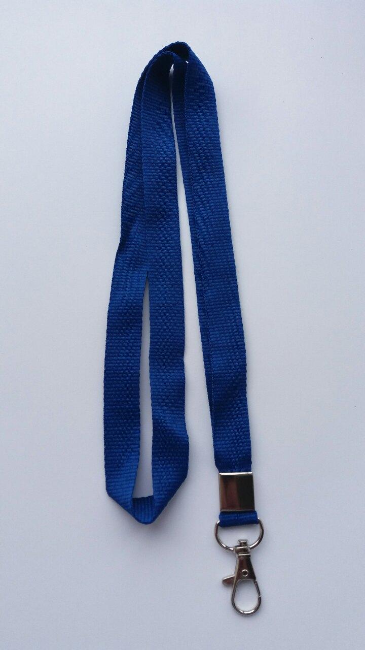 Ланъярд с карабином для бейджа 16мм синего цвета