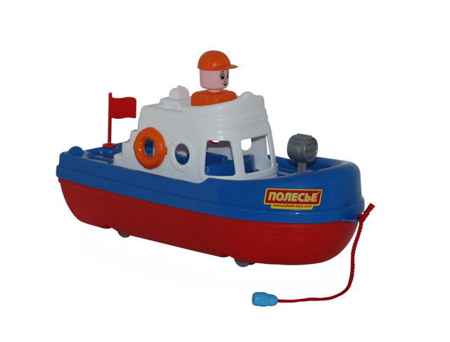 Легкая конструкция катера позволит ему плавать по воде, а наличие колес дает возможность играть с катером и на суше.