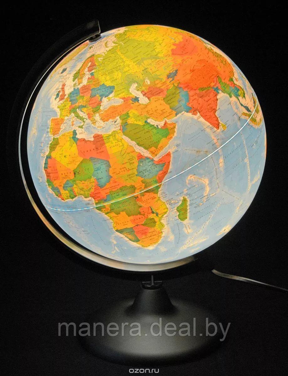 Глобус физико - политический РЕЛЬЕФНЫЙ 25 см с подсветкой - фото 3 - id-p65114696