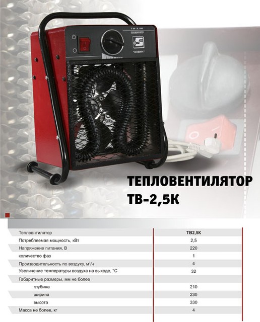 Тепловентиляторы ТВ 2.5К