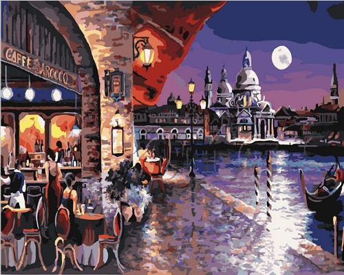 Картина по номерам Ночное венецианское кафе 40х50 см - фото 3 - id-p65225048