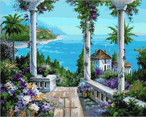 Картина по номерам Цветущая терасса над побережьем 40х50 см, фото 2