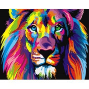 Картина по номерам Разноцветный лев 40х50 см