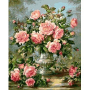Картина по номерам Ваза с розовыми розами 40х50 см
