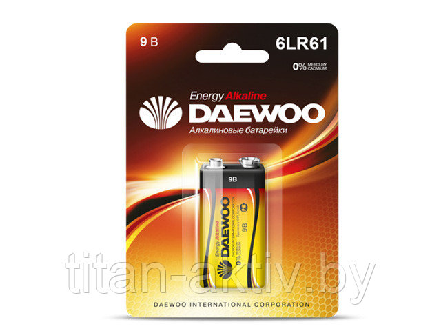 Батарейка 6LR61 9V alkaline BL-1шт DAEWOO ENERGY - фото 2 - id-p65303076