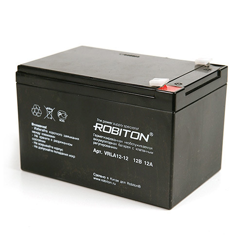 Аккумулятор ROBITON VRLA12-12 12В 12Ач (герметизированная свинцово-кислотная аккумуляторная батарея 12V, 12Ah) - фото 2 - id-p65303427