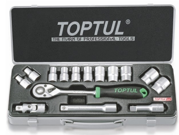 Набор головок 1/2" 8-24мм 6гр. 15пр. метал.кейс PROLINE TOPTUL (GCAD1502)