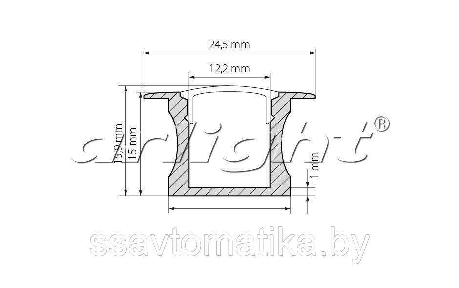 Профиль с экраном ALU-SLIM-H15-F-2000 ANOD+FROST - фото 4 - id-p65373384