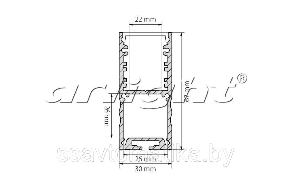 Профиль с экраном ALU-POWER-S30-2000 ANOD+CLEAR-P - фото 2 - id-p65373627