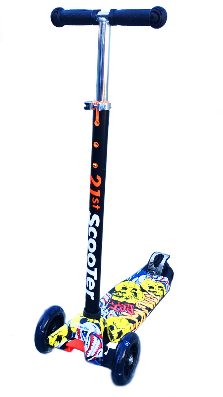 САМОКАТ MAXI SCOOTER PRINT ГРАФФИТИ (светящееся колесо, регулируемая ручка)