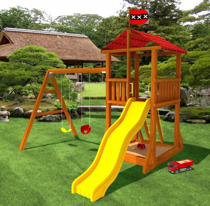 Деревянный игровой комплекс для детей