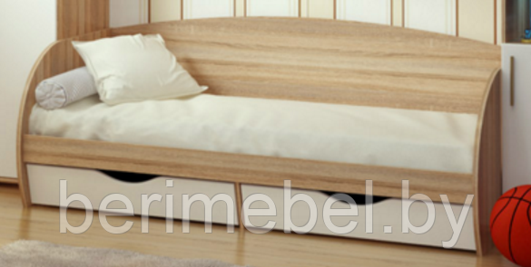 Кровать "Милания" с ящиками БелДрев (дуб сонома + белый глянец)