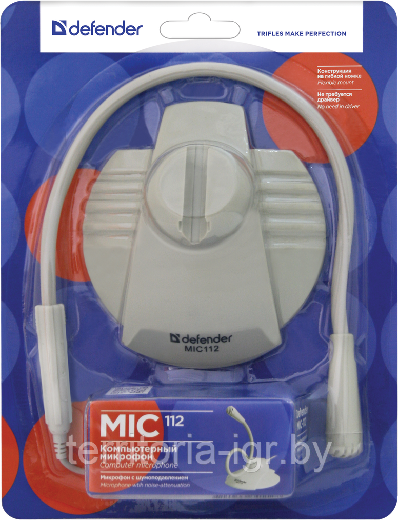 Микрофон компьютерный MIC-112 гибкий 1.8 м Defender