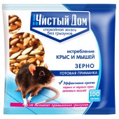 Чистый Дом зерно, готовая приманка от крыс и мышей, пакет, 50г. 100г, 200г.