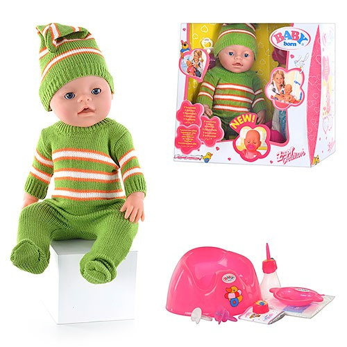 Кукла-пупс Baby Doll (аналог Baby Born) 9 аксессуаров, 9 функций