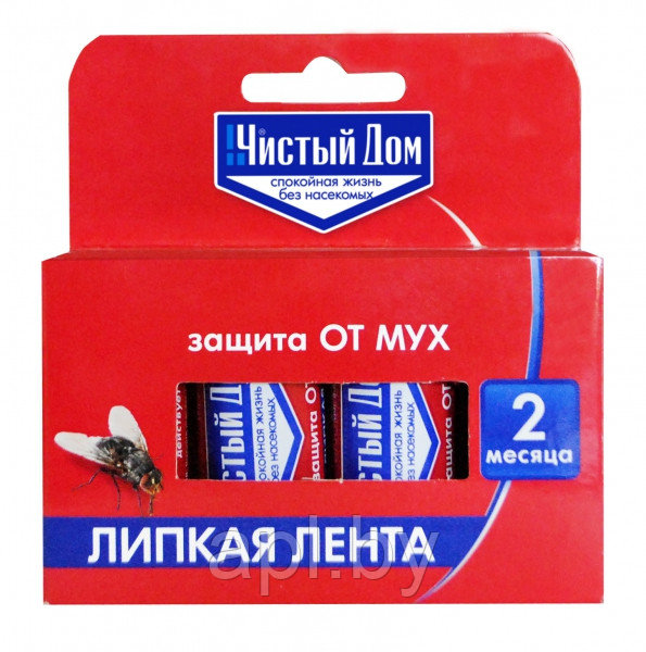 Чистый дом Липкая лента от мух, упаковка 4шт.