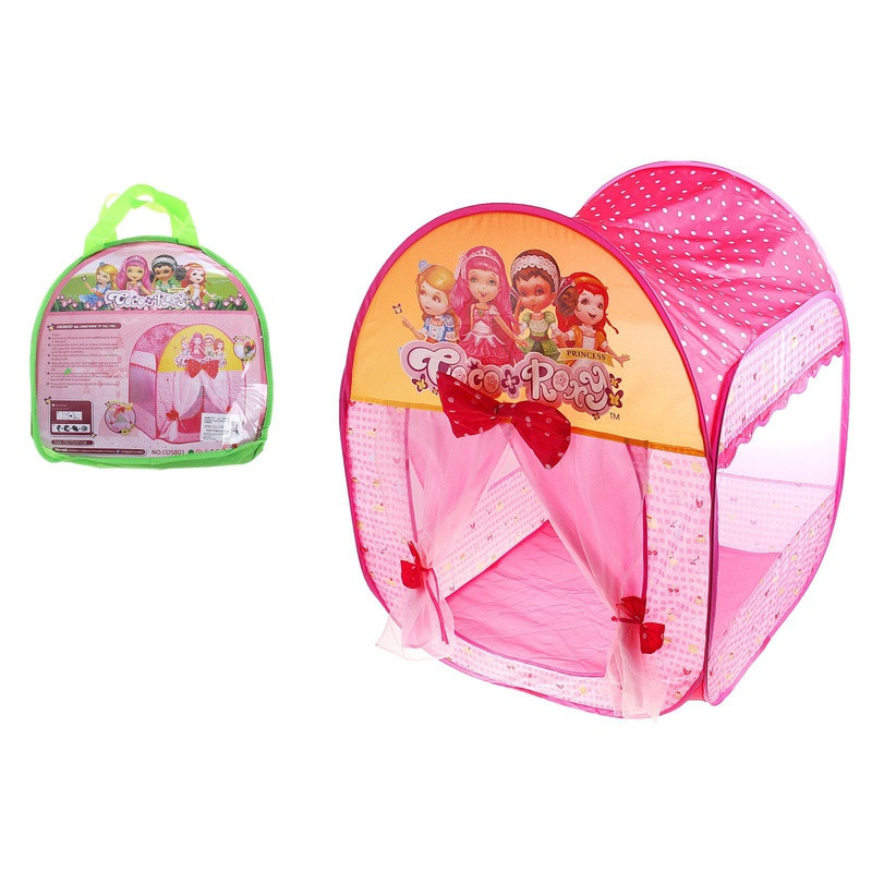 Игровая палатка "Домик принцессы" с занавесками и бантами, цвет розовый арт.CO5081 - фото 1 - id-p65677217